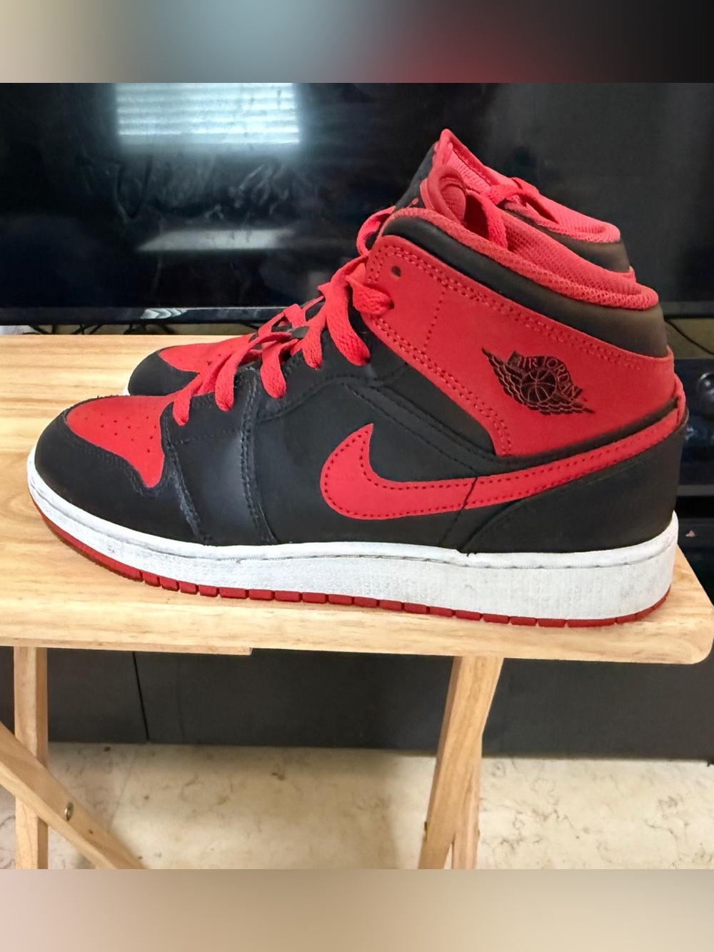 Air Jordan High-Top Sneakers in Red and Black